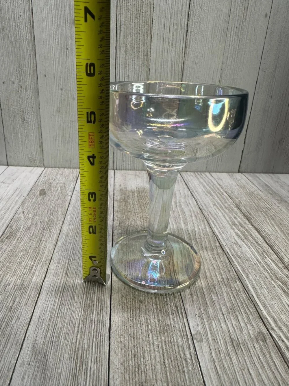 Vintage Iridescent Optic MCM Champagne Sherbet Glasses Heavy Stemmed - Set of 2